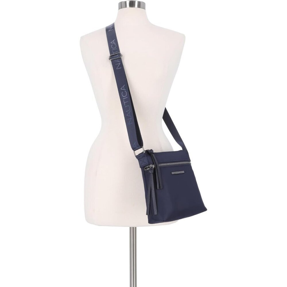 Women's Up Indigo Nylon Crossbody Bag Purse with Adjustable Shoulder Strap - Picture 5 of 5
